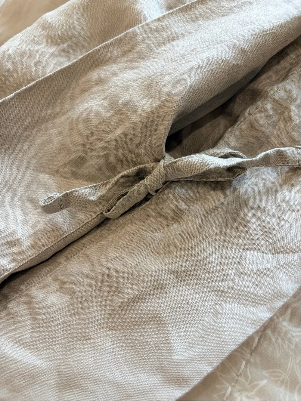 IKEA PUDERVIVA Twin Linen Duvet Cover With MYSKGRAS Insert Taupe Solid w/Ties